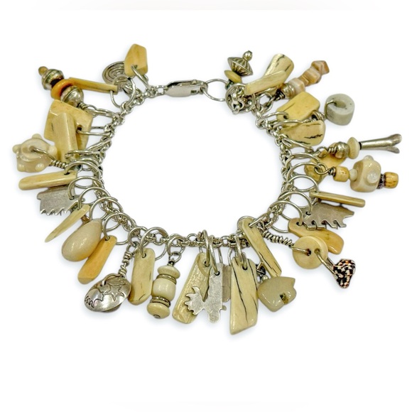 Stunning Harold Lujan Sterling, Fossilized Walrus Tusk Necklace and Bracelet Set - Picture 11 of 16